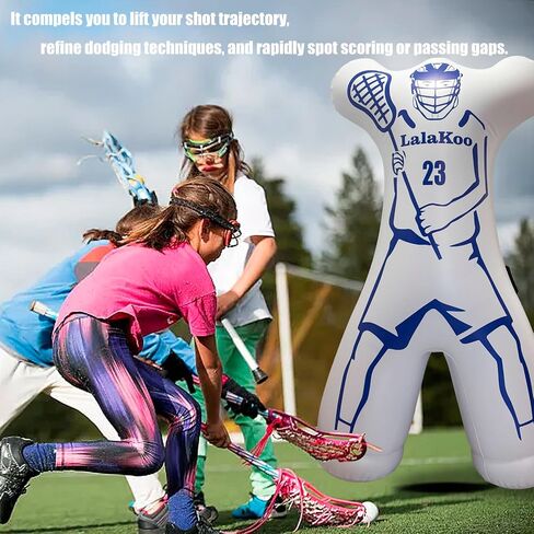 دمية لاكروس لحارس المرمى قابلة للنفخ (الإطار غير متضمن) مدافع لاكروس الدمي مزدوج مطبوع مانع التسديد وتدريب المراوغة، مساعد تدريب متراخي مع مضخة هواء، سهل الحركة in Kuwait