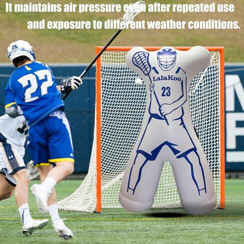 دمية لاكروس لحارس المرمى قابلة للنفخ (الإطار غير متضمن) مدافع لاكروس الدمي مزدوج مطبوع مانع التسديد وتدريب المراوغة، مساعد تدريب متراخي مع مضخة هواء، سهل الحركة in Kuwait
