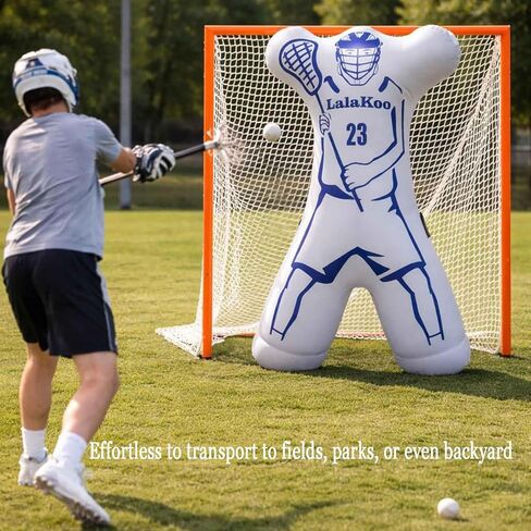دمية لاكروس لحارس المرمى قابلة للنفخ (الإطار غير متضمن) مدافع لاكروس الدمي مزدوج مطبوع مانع التسديد وتدريب المراوغة، مساعد تدريب متراخي مع مضخة هواء، سهل الحركة in Kuwait
