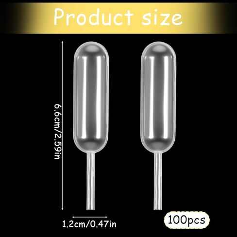 100PCS 4ml Cupcake Pipettes, Clear Plastic Transfer Liquid Dropper Pipettes Disposable Dessert Pipette Strawberry Infuser Tubes Pipette Cupcake Injector Tube Shots for Alcohol, Mini Cakes in Saudi Arabia