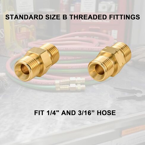 2 Sets Welding Hose Coupler Adapter Set, 9/16"-18 UNF B Size LH & RH, Brass Oxygen Acetylene Connector for 3/16" & 1/4" Twin Hose, Meets CGA Standard in Kuwait