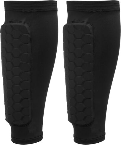 Soccer Shin Guards, Calf Compression Sleeves Breathable Lightweight Shin Pads with Hexagonal Pads in Saudi Arabia