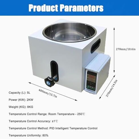 Digital Thermostatic Water Bath, Stainless Steel Lab Equipment, Accurate Temperature Control ±1℃, 2L/3L/5L Capacity, for Scientific Experiments & Research (5L) in Saudi Arabia