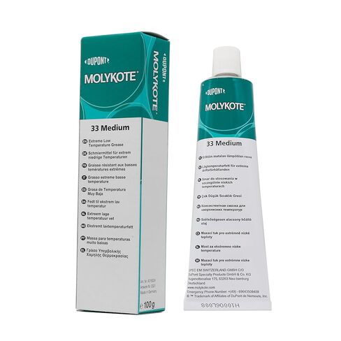 موليكوت 33 متوسط ​​100 جرام شحم شحم 33 متر درجة حرارة منخفضة للغاية، تحميل خفيف من المعدن إلى المعدن من المعدن إلى البلاستيك لتزييت محامل الكابلات الكهربائية، أبيض فاتح NLGI 2 in Kuwait