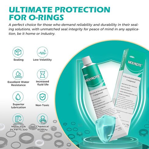 Molykote 4 Electrical Insulating Compound 150g/5.3 oz Silicone Grease Adhesive Sealant for Valve O-Rings and Metal Plastic Lubrication, Waterproof Low Volatility Translucent White from Dow Corning DC4 in Kuwait