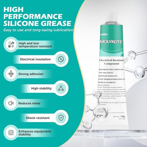 Molykote 4 Electrical Insulating Compound 150g/5.3 oz Silicone Grease Adhesive Sealant for Valve O-Rings and Metal Plastic Lubrication, Waterproof Low Volatility Translucent White from Dow Corning DC4 in Kuwait
