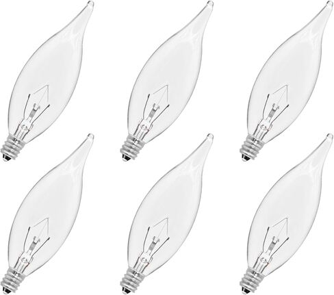 12 حزمة من مصابيح الإضاءة على شكل شمعة E12 بقدرة 40 وات باللون الأبيض الدافئ 2500 ك، ومصابيح إضاءة ثريا قابلة للتعتيم بقدرة 380 لومن لمروحة السقف أو المعلقات أو الأماكن الخارجية، مصابيح قاعدة شمعدان شفافة CA10 in Kuwait