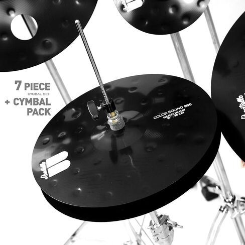 مجموعة الصنج الأسود المكونة من 7 قطع مع حقيبة الحفلة - مجموعة صنج الطبول المصنوعة من السبائك الاحترافية: ركوب 20 بوصة، تحطم مثقوب 18 بوصة، الصين مثقوبة 18 بوصة، تحطم 16 بوصة، قبعات عالية 14 بوصة، دفقة 8 بوصة لقارعي الطبول المحترفين in Kuwait