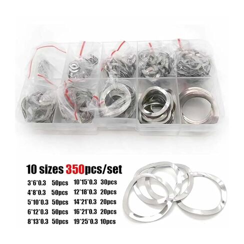 Wave Spring Washer 1Box 350pcs/set M3 M4 M5 M6-M19 304 Stainless Steel Three Wave Type Spring Washer Gasket Assortment Kit in Saudi Arabia