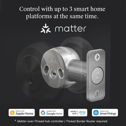 Level Bolt Smart Deadbolt - اجعل قفلك ذكيًا دون تغيير المفاتيح أو الأجهزة - المادة فوق الخيط بالإضافة إلى مفتاح Apple Home - الوصول بدون مفتاح وعن بعد عبر Apple، Alexa، Google Home، SmartThings in Saudi Arabia