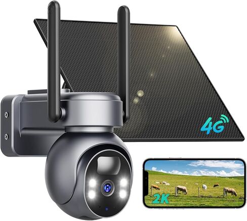 LIWAN Security Cameras Wireless Outdoor, 2K WiFi Camera Outdoor, 2.4GHz WiFi，360° PTZ Surveillance Camera, Battery Powered, PIR Detection in Kuwait