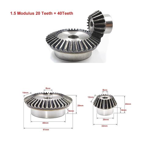 ترس ترس محرك ثقيل من الصلب ترس مخروطي 45 # فولاذ 1.5 متر 20 أسنان + 40 أسنان 90 درجة تروس زاوية شبكية in Kuwait