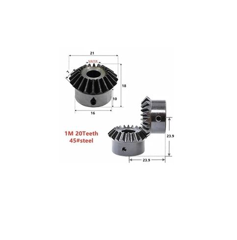 Steel Heavy Duty Motor Pinion Gear 2pcs Bevel Gear 1M 20Teeth Steel Inner Hole 5-8mm(7 mm) in Saudi Arabia