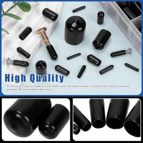 Glarks 496pcs 1.5-20mm/0.06-0.78in 17 Sizes ID Vinyl Rubber End Caps Set, Black Flexible Rubber End Caps, Round Thread Protector Caps, Flexible Bolt Screw Cover Caps for Metal Tubing Rod Bolt in Saudi Arabia