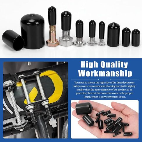 Glarks 496pcs 1.5-20mm/0.06-0.78in 17 Sizes ID Vinyl Rubber End Caps Set, Black Flexible Rubber End Caps, Round Thread Protector Caps, Flexible Bolt Screw Cover Caps for Metal Tubing Rod Bolt in Saudi Arabia