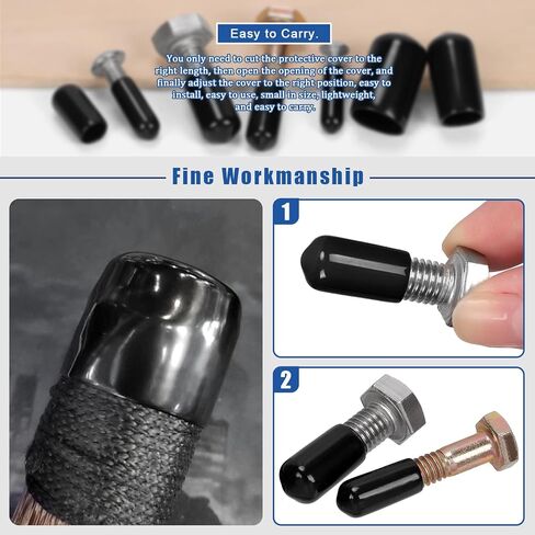 Glarks 496pcs 1.5-20mm/0.06-0.78in 17 Sizes ID Vinyl Rubber End Caps Set, Black Flexible Rubber End Caps, Round Thread Protector Caps, Flexible Bolt Screw Cover Caps for Metal Tubing Rod Bolt in Saudi Arabia
