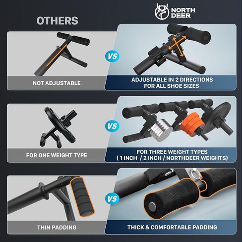 Northdeer Tib Bar, Tibia Dorsi Calf Raise Machine, Professional Tibialis Trainer for Strength Training Calves/Shins/Ankles, Fits 1" and 2" Weight Plates, 2 Directions Size Adjustment fit All Foot in Kuwait