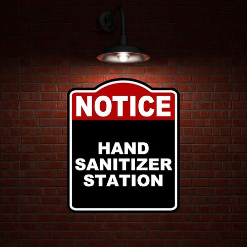 HAND SANITIZER STATION Notice Red Black Aluminum Composite Sign 20 x 24 inches in Saudi Arabia