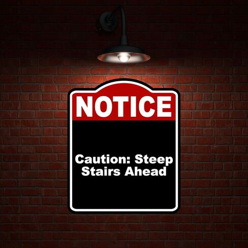 Caution Steep Stairs Ahead Notice Red Black Aluminum Composite Sign 8.5 x 10 inches in Saudi Arabia
