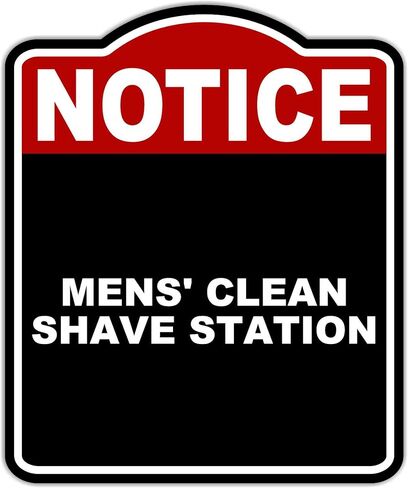 MENS' CLEAN SHAVE STATION Notice Red Black Aluminum Composite Sign 20 x 24 inches in Saudi Arabia