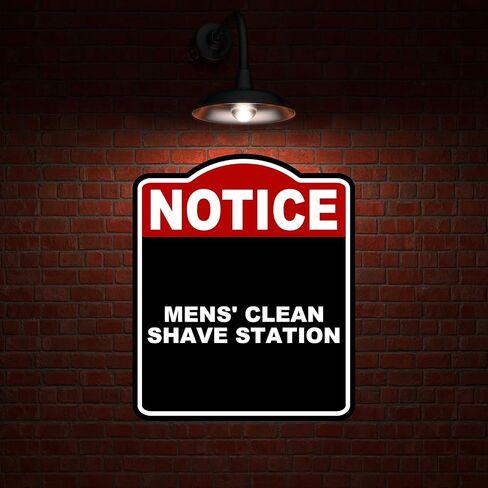 MENS' CLEAN SHAVE STATION Notice Red Black Aluminum Composite Sign 20 x 24 inches in Saudi Arabia