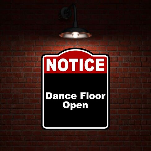Dance Floor Open Notice Red Black Aluminum Composite Sign 8.5 x 10 inches in Saudi Arabia