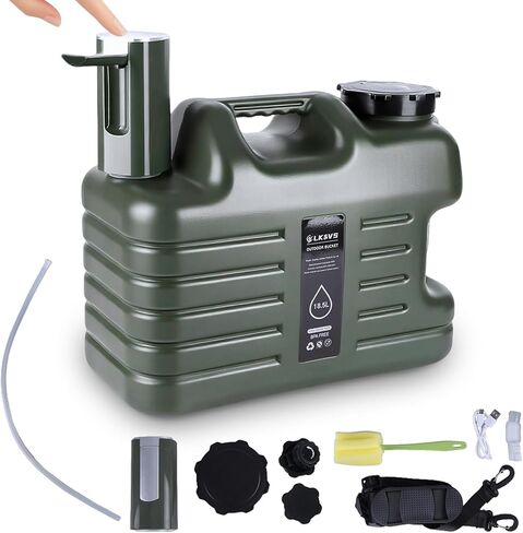 5 Gallon Water Jug with Foldable Auto Pump, BPA-Free Leak-Proof Camping Water Container Spigot, Type-C Rechargeable, Portable Water Dispenser Tank for Hiking, Outdoors & Emergency Water Storage in Kuwait