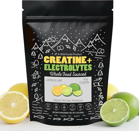 Wild Foods Creatine & Electrolytes Powder Packets, Dragonfruit, 20 Hydration Packets (9.5 g/serv.), with Magnesium Glycinate, Malate, Pink Salt, Pre-Workout Muscle Performance & Electrolyte Support in Kuwait