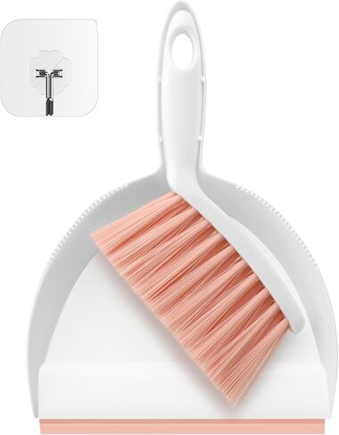 NACENA Mini Broom and Dustpan Set, Small Dust Pan and Brush Set with Handle Dustpan Teeth for Cleaning Hair Suitable for Office Desks Drawers Sofas Pet Care Outdoor Camping, White & Gray in Saudi Arabia