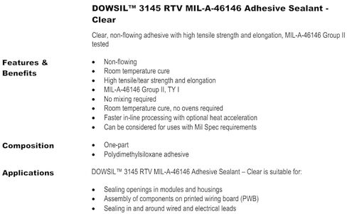 Dow 3145 RTV Mil-A-46146 Adhesive/Sealant, Clear, 90ml [3 Oz]​ Tube Silicone by Laoneer in Kuwait