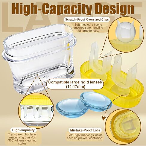 عبوتان من علبة إزالة البروتين للعدسات اللاصقة الصلبة، غسالة العدسات اللاصقة للتنظيف العميق، محلول تنظيف العدسات اللاصقة كل أسبوعين، حقيبة تخزين ذات سعة كبيرة تزيل البروتين (فقط للصلبة) in Kuwait