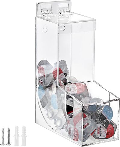 منظم تخزين العدسات اللاصقة اليومية من الأكريليك، صندوق تخزين معلق شفاف، موزع قائم بذاته مثبت على الحائط مع غطاء لعلب الغسيل، مجفف كرة الحلوى in Kuwait