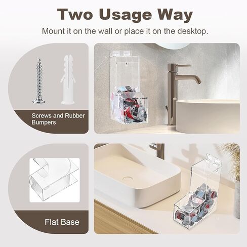 منظم تخزين العدسات اللاصقة اليومية من الأكريليك، صندوق تخزين معلق شفاف، موزع قائم بذاته مثبت على الحائط مع غطاء لعلب الغسيل، مجفف كرة الحلوى in Kuwait