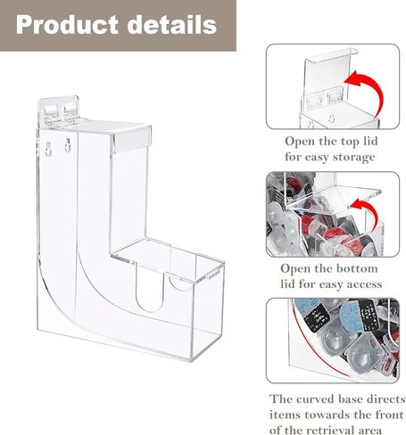 منظم تخزين العدسات اللاصقة اليومية من الأكريليك، صندوق تخزين معلق شفاف، موزع قائم بذاته مثبت على الحائط مع غطاء لعلب الغسيل، مجفف كرة الحلوى in Kuwait
