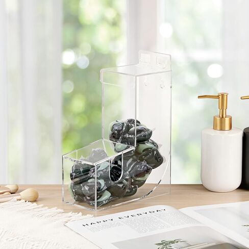 منظم تخزين العدسات اللاصقة اليومية من الأكريليك، صندوق تخزين معلق شفاف، موزع قائم بذاته مثبت على الحائط مع غطاء لعلب الغسيل، مجفف كرة الحلوى in Kuwait