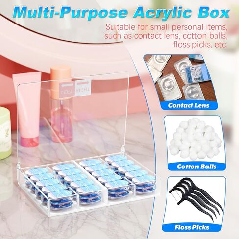 Beautyflier Colored Contact Lens Organizer Case, Hold 15 PCS Each Slot, Total 60 PCS(30 Pairs), Disposable Daily Contact Lenses Portable Storage Box with Labeled R&L, Fit All Brands, Large Capacity in Saudi Arabia