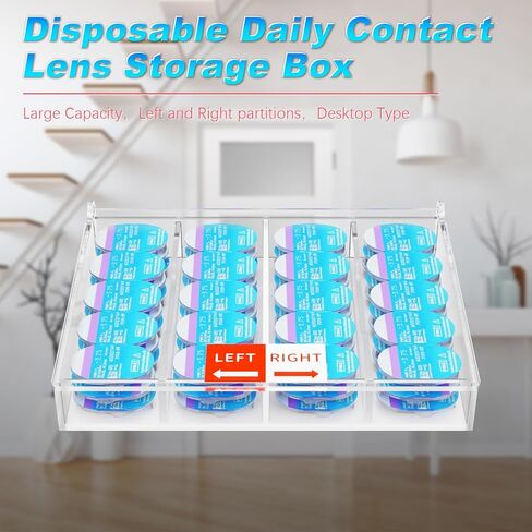 Beautyflier Colored Contact Lens Organizer Case, Hold 15 PCS Each Slot, Total 60 PCS(30 Pairs), Disposable Daily Contact Lenses Portable Storage Box with Labeled R&L, Fit All Brands, Large Capacity in Saudi Arabia