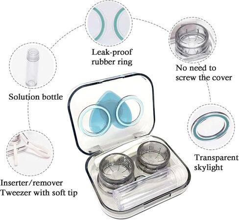 حافظة عدسات لاصقة، مجموعة أدوات إزالة العدسات اللاصقة الملونة اللطيفة بحجم مناسب للسفر مع زجاجة محلول للقلب اليومي في الهواء الطلق (4 عبوات) in Kuwait