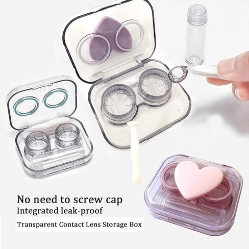 حافظة عدسات لاصقة، مجموعة أدوات إزالة العدسات اللاصقة الملونة اللطيفة بحجم مناسب للسفر مع زجاجة محلول للقلب اليومي في الهواء الطلق (4 عبوات) in Kuwait