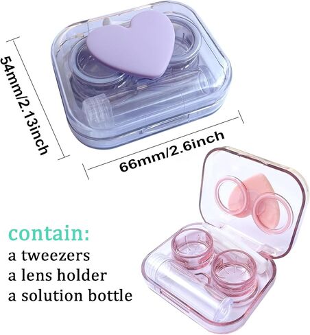 حافظة عدسات لاصقة، مجموعة أدوات إزالة العدسات اللاصقة الملونة اللطيفة بحجم مناسب للسفر مع زجاجة محلول للقلب اليومي في الهواء الطلق (4 عبوات) in Kuwait