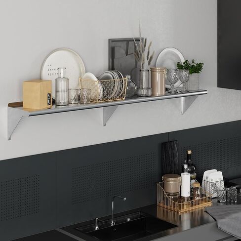 AmGood 12" X 72" Stainless Steel Wall Shelf | NSF | Metal Shelving | Garage, Laundry, Storage, Utility Room | Restaurant, Commercial Kitchen in Kuwait