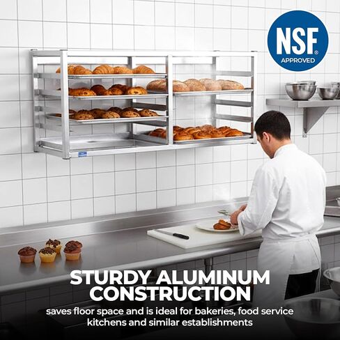 WALL MOUNTED SHEET BUN PAN RACK - FITS 10 HALF PANS - 40" X 13" X 18" | ALUMINIUM | NSF in Kuwait