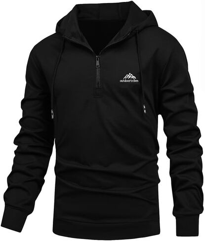 Mens Vintage Cargo Quarter Zip Pullover Hoodie Tactical Sweatshirt for Workout Running Athletic Training Outdoor Sports in Saudi Arabia