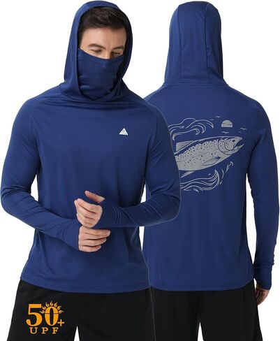 ZITY Fishing Shirts for Men with Mask UPF 50+ UV Sun Protection Rash Guard Long Sleeve Hoodie in Saudi Arabia