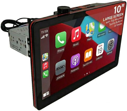 JENSEN J5UP12 11.6-inch Top Mount Control Touchscreen Receiver with Certified Wireless Apple Carplay Android Auto | Single DIN Car Stereo with Bluetooth | Backup Camera Input | USB Playback & Charge in Saudi Arabia