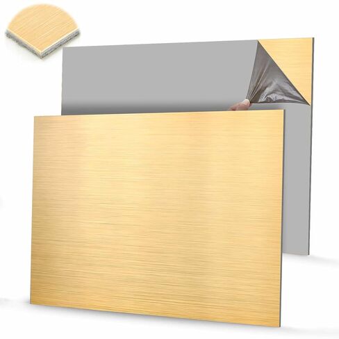 Blulu 2 Pcs Aluminum Composite Panel, 1/4" Thick Rectangle Aluminum Sheet for Industry Crafting Handcraft DIY Projects, Brushed Gold(24"x24") in Saudi Arabia
