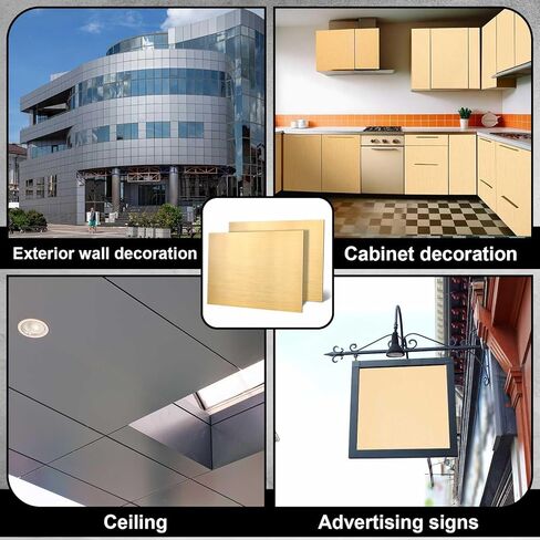 Blulu 2 Pcs Aluminum Composite Panel, 1/4" Thick Rectangle Aluminum Sheet for Industry Crafting Handcraft DIY Projects, Brushed Gold(24"x24") in Saudi Arabia