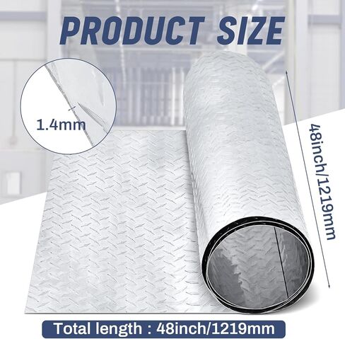 Zonon Diamond Plate Sheet Metal Aluminum Plate Heavy Duty Tread Aluminum Sheet Embossed Aluminum Diamond Checker Plate for Wall Covering, Cargo Trailer, Rv and More(48 × 48 Inch) in Saudi Arabia
