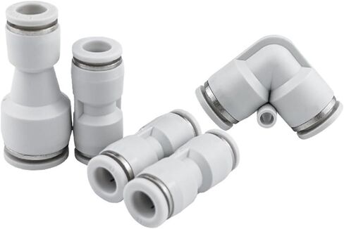 أنبوب هواء بلاستيكي هوائي مستقيم من خلال الزاوية اليمنى مقابس سريعة موصل أبيض PU/PG/PV4/8-6/10/12 قطر متغير 1 قطعة(弯头变径PVG16-12(أبيض)) in Kuwait