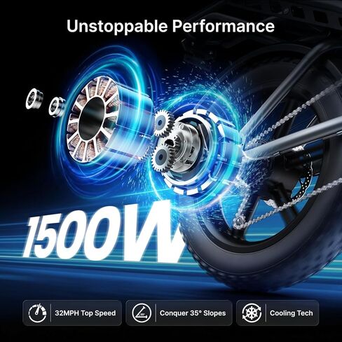 DEEPOWER Electric Bike for Adults,2000W Peak Motor&32MPH Electric Dirt Bike，48V 20AH/35AH/60AH Battery, 70-160 Max Miles,Dual Suspension Ebikes for Adults, 20" Fat Tire E Bike in Kuwait